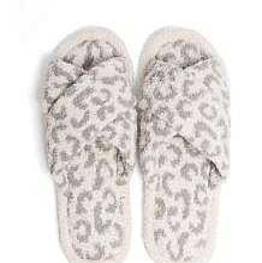 Shoes Prep Obsessed JTC | Leopard Criss Cross Fuzzy Slippers - Gray