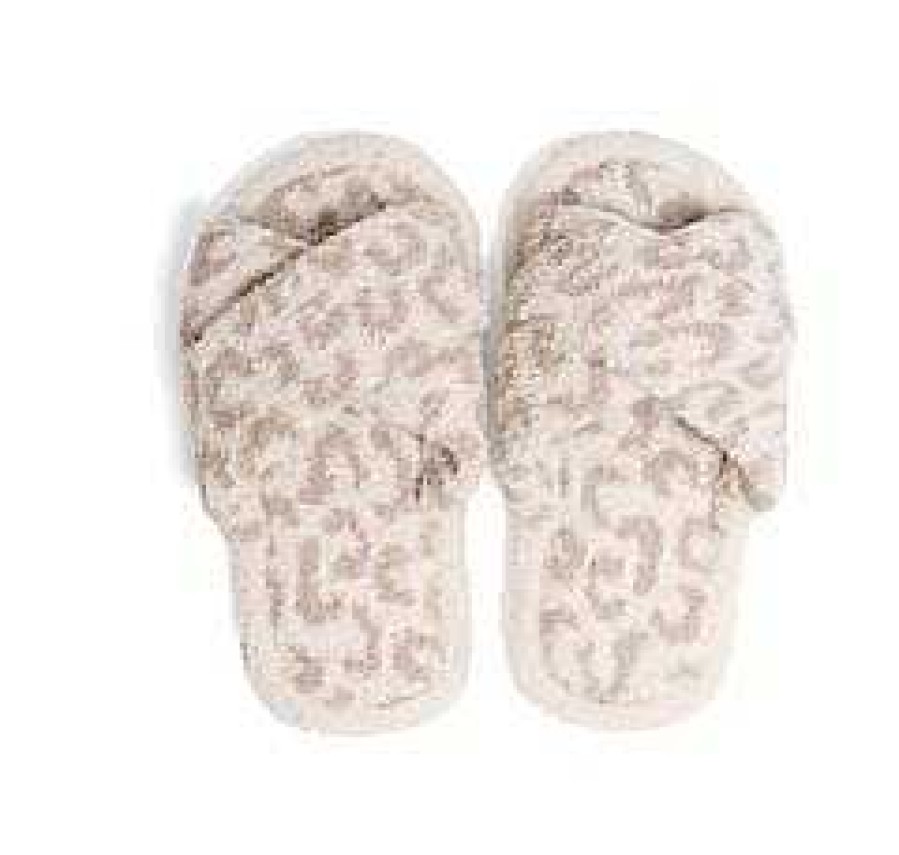 Shoes Prep Obsessed JTC | Leopard Criss Cross Fuzzy Slippers - Beige