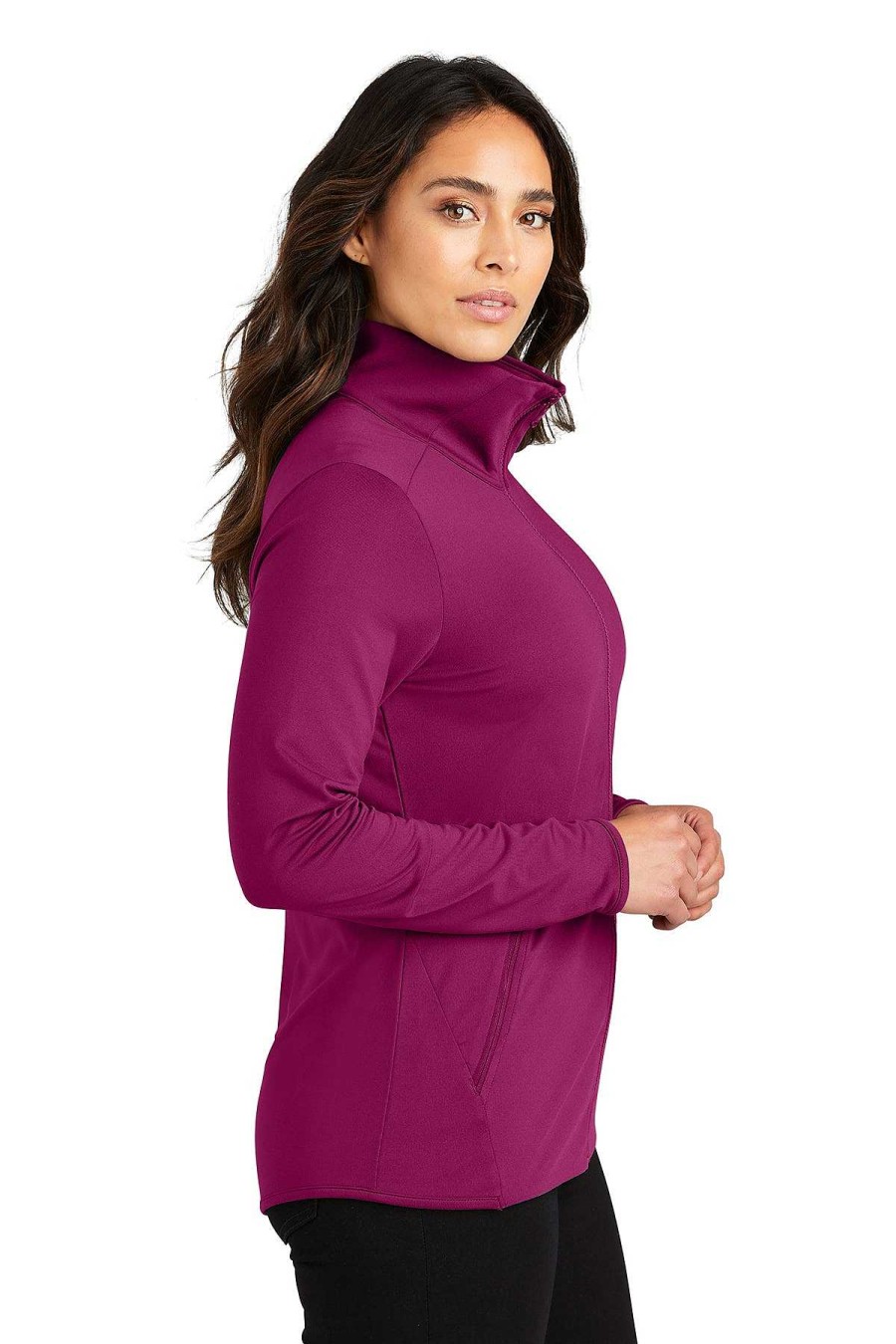 Clothing Sanmar Athleisure | Accord Pop Collar Zip-Up - Wine (Ships In 1-2 Weeks)