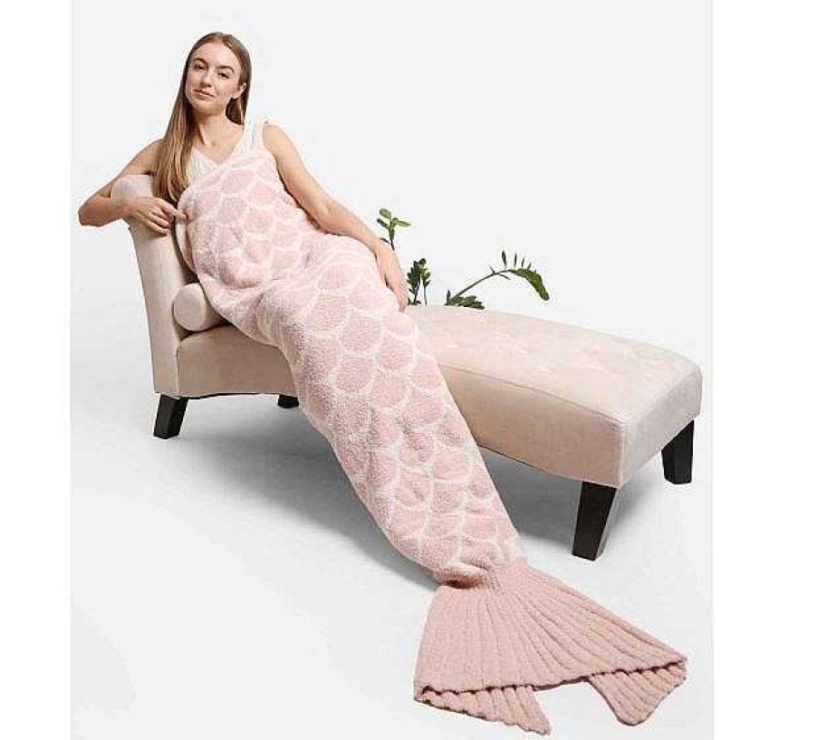 Home Decor Prep Obsessed JTC | Cozy Mermaid Tail Blanket - Pink