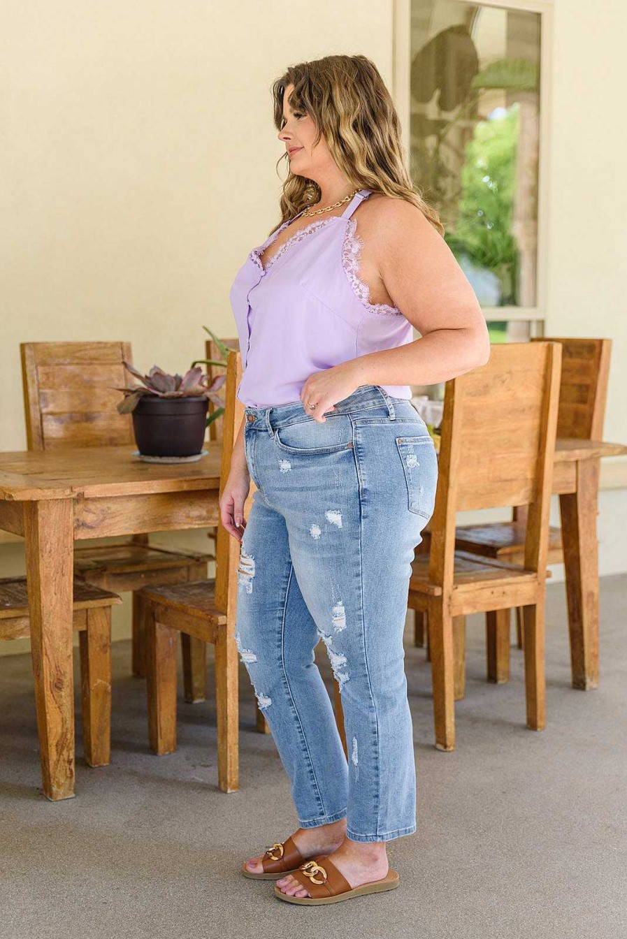 Clothing LHFourth Denim | Florence High Waist Destroyed Boyfriend Jeans By Judy Blue