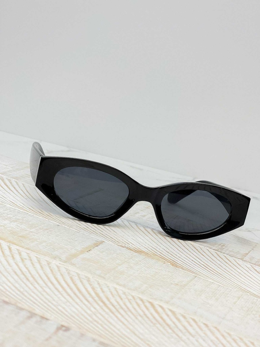 Accessories Prep Obsessed MAX | Reeves Narrow Black Sunglasses