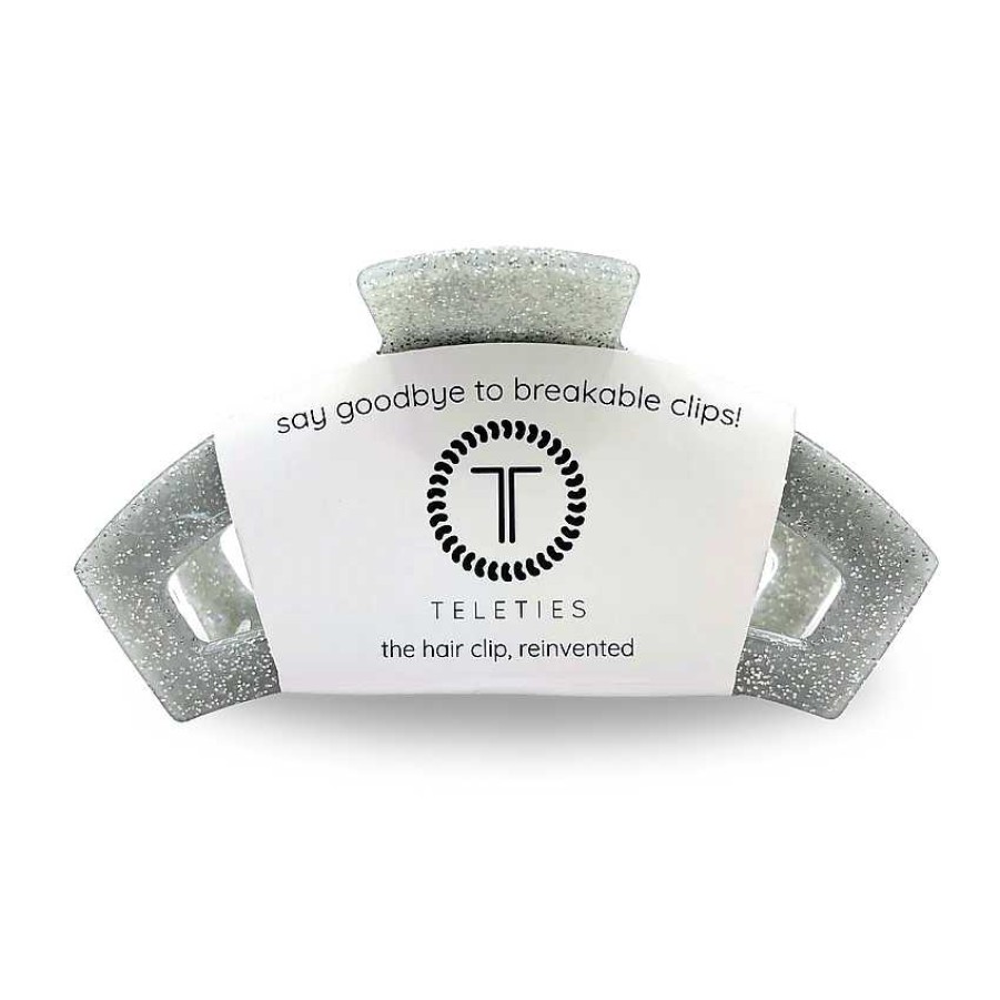 Accessories Teleties Hair Ties & Clips | Large Teleties Open Claw Clip - Silver Glitter