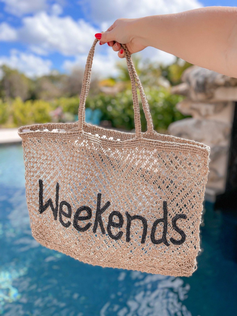 Accessories Prep Obsessed TL Tote Bags | Weekends' Jute Tote Bag