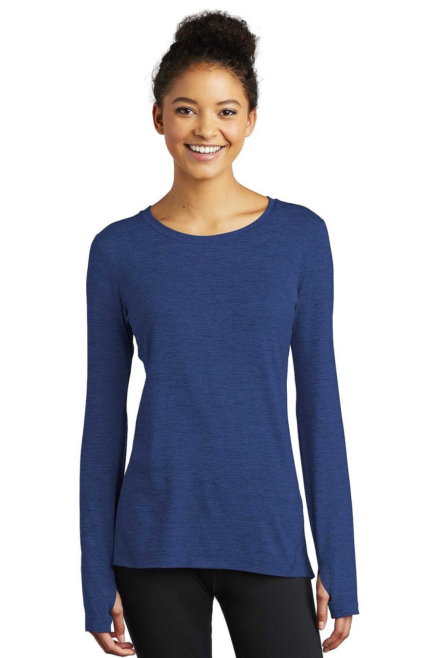 Clothing Sanmar Athleisure | Sport-Tek® 1.5 Long Sleeve Crew - Blue (Ships In 1-2 Weeks)