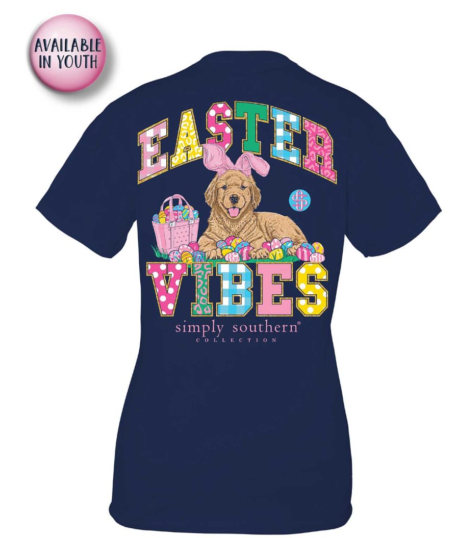 Clothing Simply Southern Preppy Tees | Youth 'Easter Vibes' Puppy Short Sleeve Tee By Simply Southern