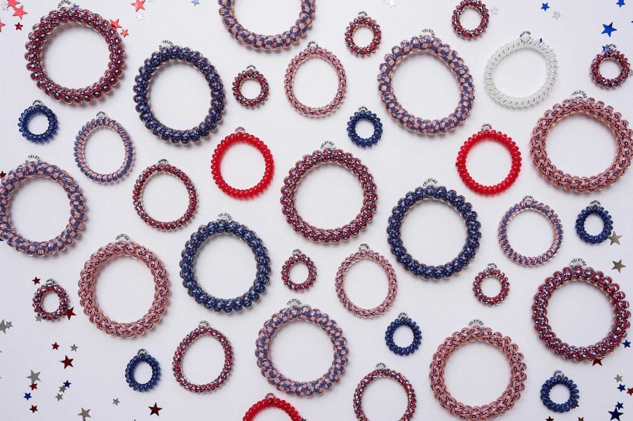 Accessories Teleties Hair Ties & Clips | Teleties Hair Tie - Tiny Band Pack Of 5 - Red White And Leopard