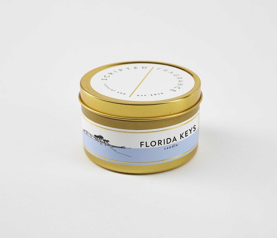 Home Decor Scripted Fragrance | Florida Keys Soy Candle In Gold Tin