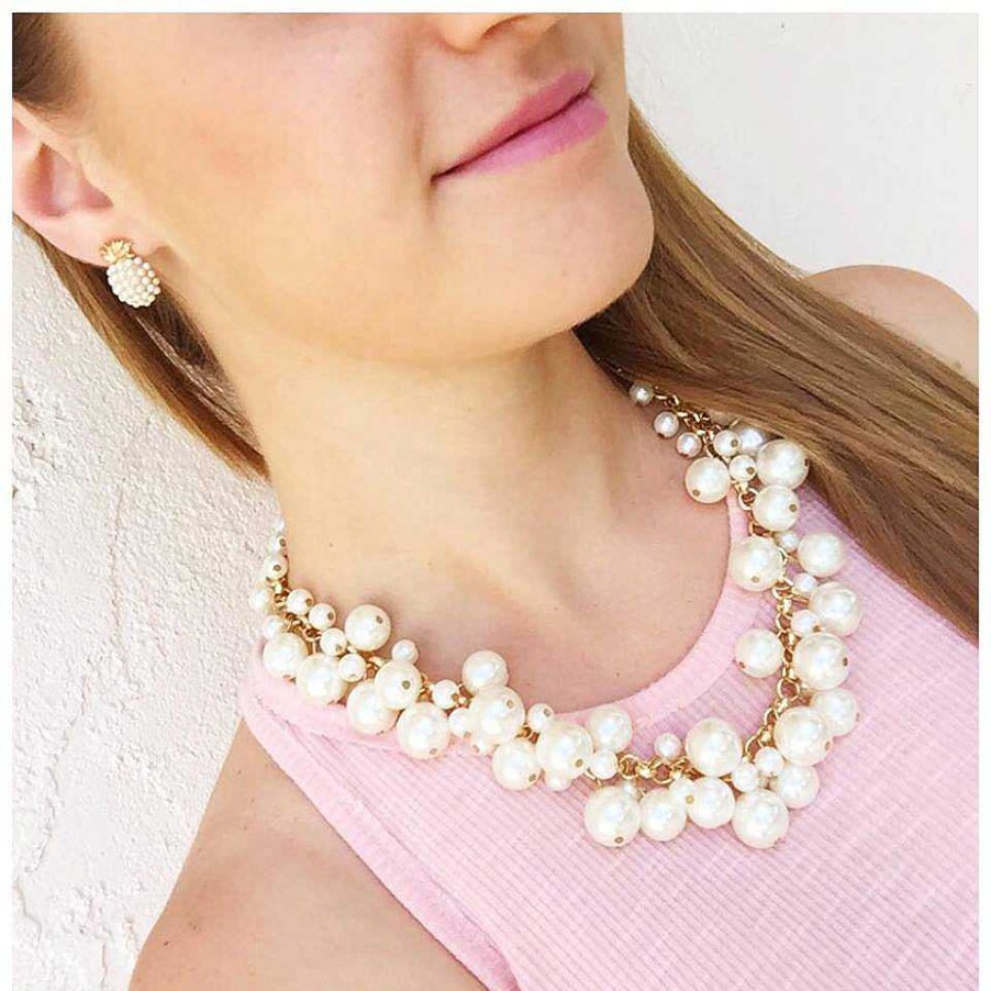 Clothing Prep Obsessed NYI Preppy Tees | Molly Pearl Bauble Necklace - Gold