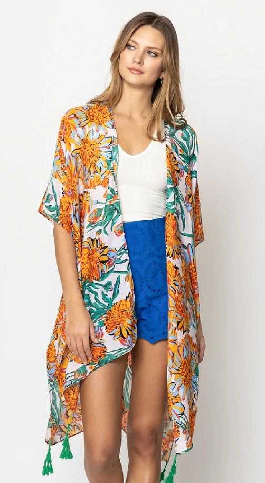 Clothing Prep Obsessed KW Kimonos | All Over Floral Print Kimono - Ivory