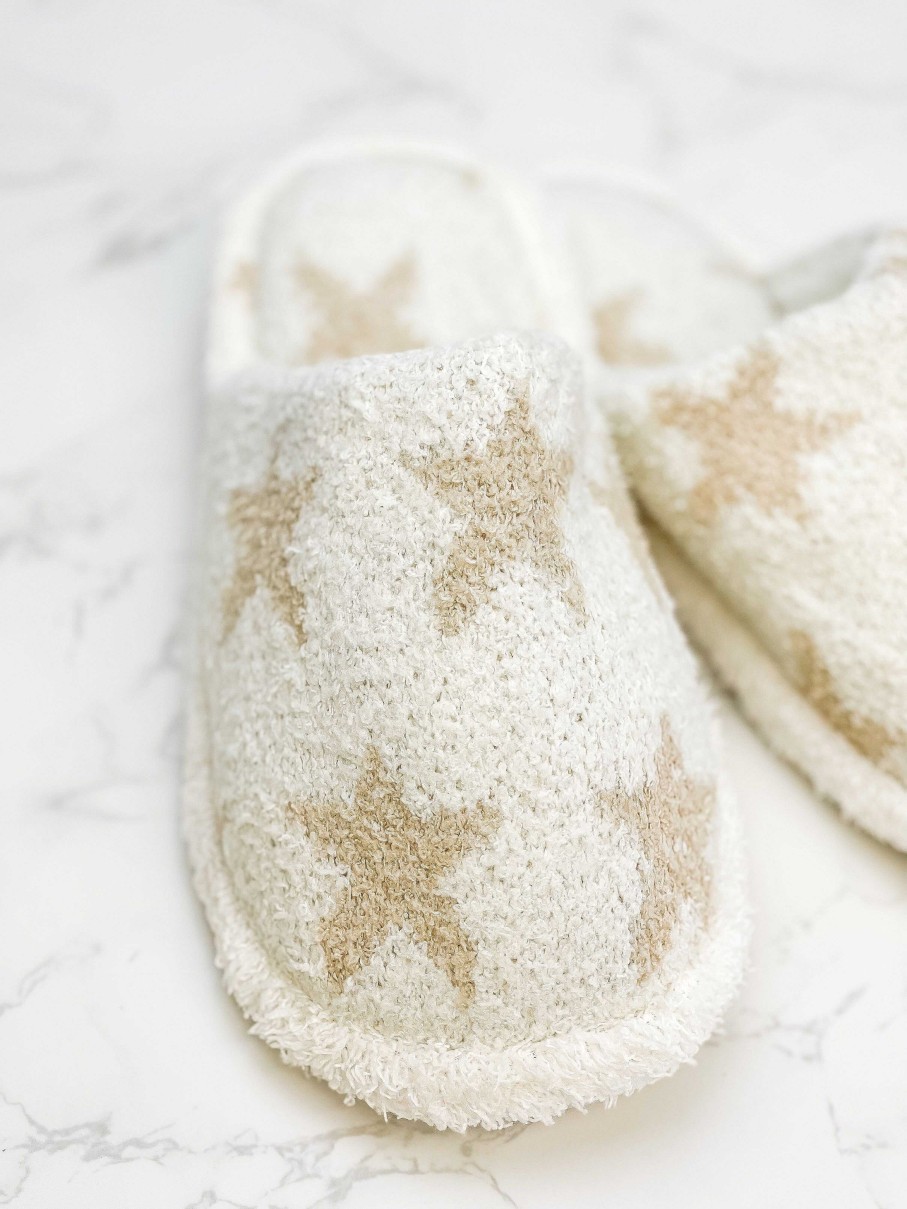 Shoes Prep Obsessed JTC | Star Fuzzy Slippers - Ivory