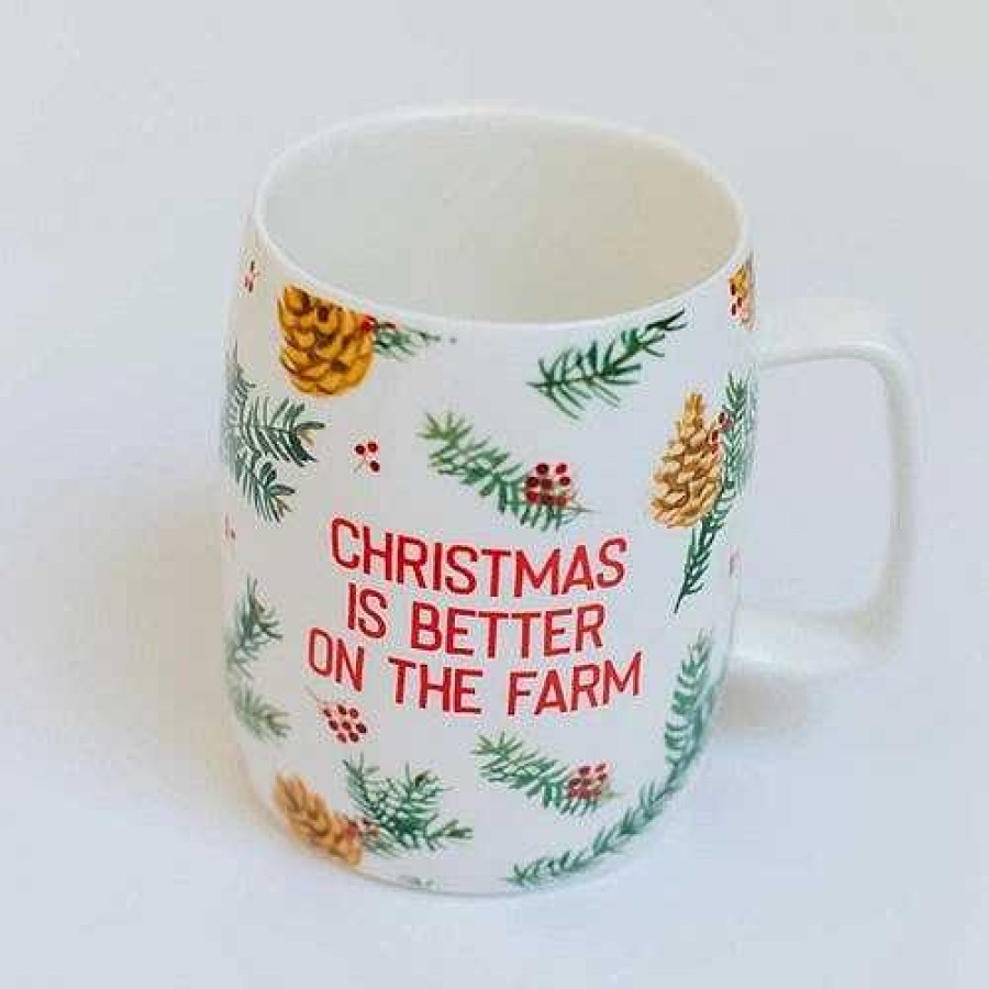 Home Decor Mary Square | Christmas Is Better On The Farm' Ceramic Coffee Mug