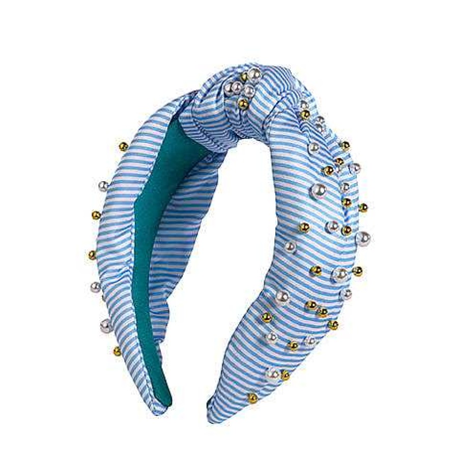 Accessories Lifeguard Press Hair Ties & Clips | Embellished Knotted Headband By Lilly Pulitzer - Frenchie Blue Stripe