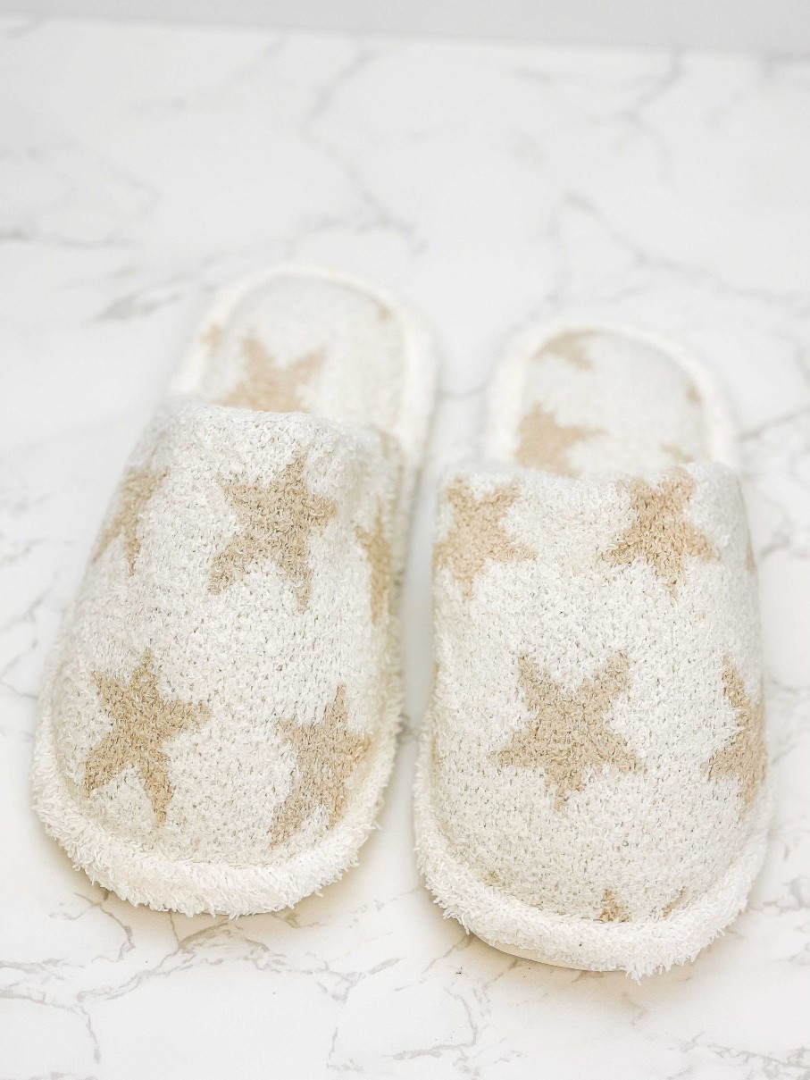 Shoes Prep Obsessed JTC | Star Fuzzy Slippers - Ivory