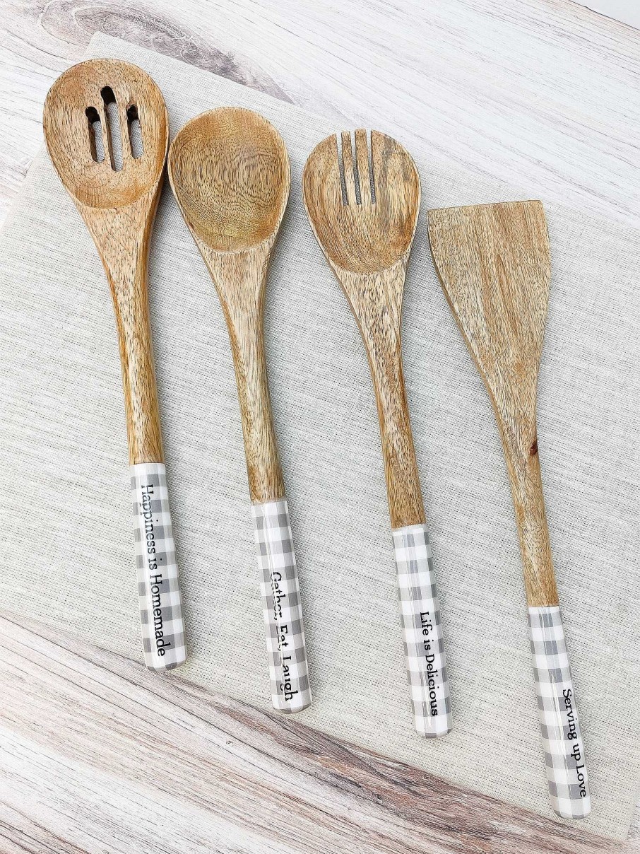 Home Decor Two's Company | Happiness Is Homemade Wooden Serving Spoons - Set Of 4