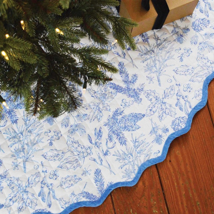 Clothing 8 Oak Lane Skirts | Blue Foliage Quilted Christmas Tree Skirt