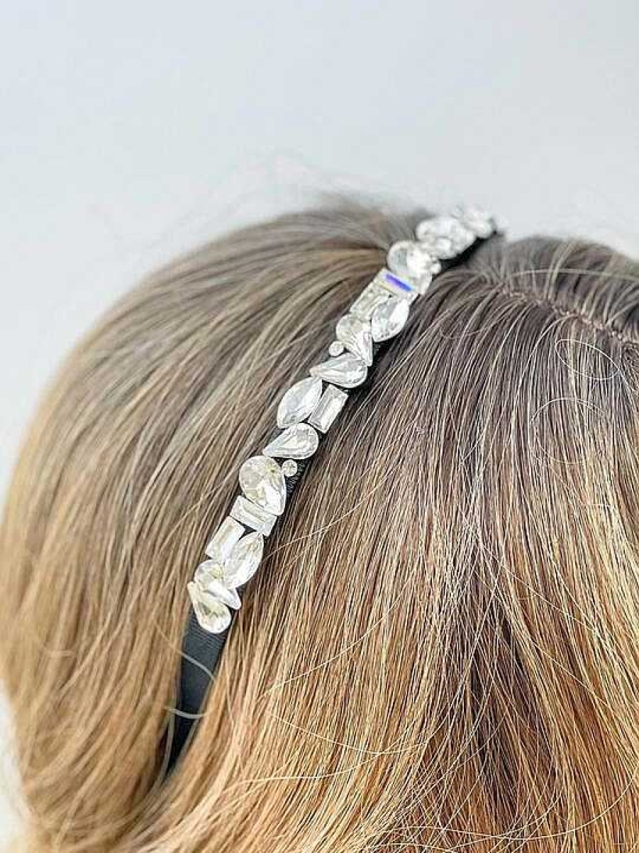 Accessories Prep Obsessed FC Hair Ties & Clips | Glitzy Rhinestone Skinny Headband - Clear