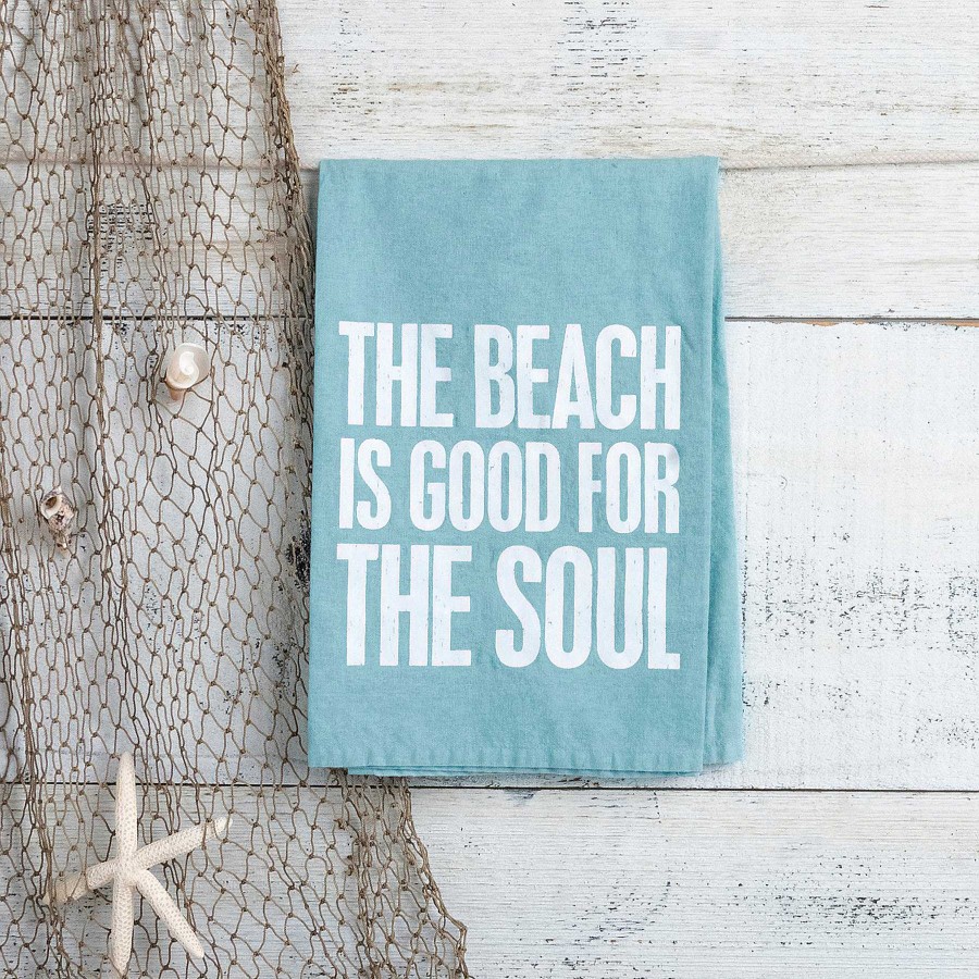 Home Decor Primitives By Kathy | The Beach Is Good For The Soul' Kitchen Towel