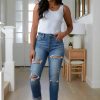 Clothing LDW Sale Denim | Belinda High Rise Distressed Straight Jeans