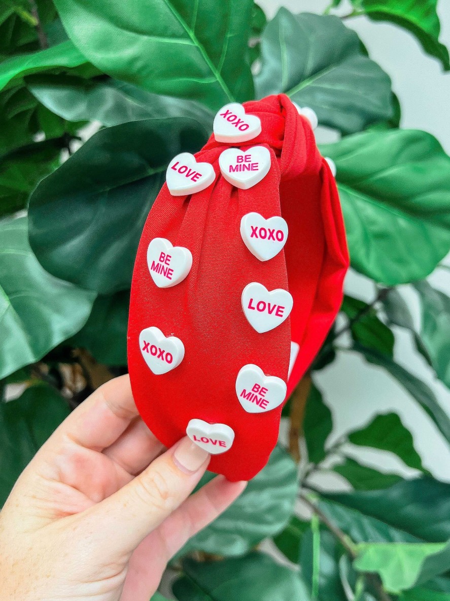 Accessories Prep Obsessed TL Headbands | Conversation Heart Headband - Red/White Hearts