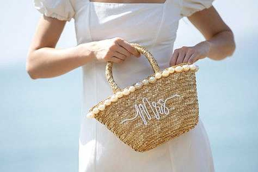 Accessories Shiraleah Tote Bags | Perla 'Mrs' Natural Mini Tote