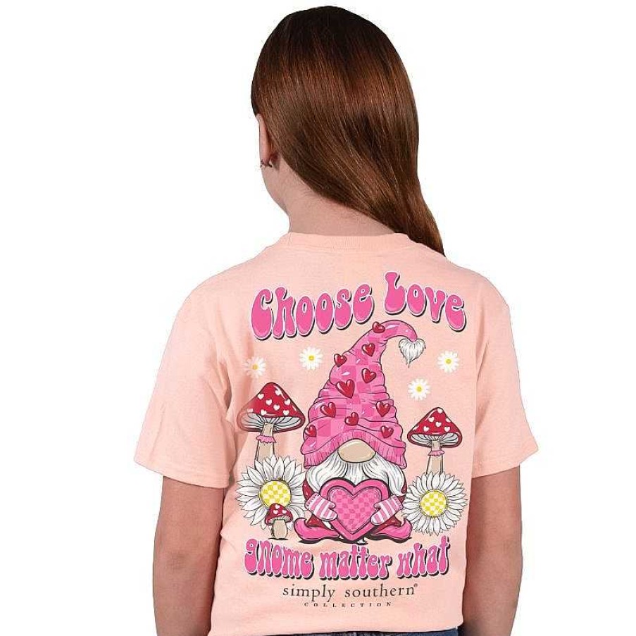 Clothing Simply Southern Preppy Tees | Youth 'Choose Love Gnome Matter What' Short Sleeve Tee By Simply Southern