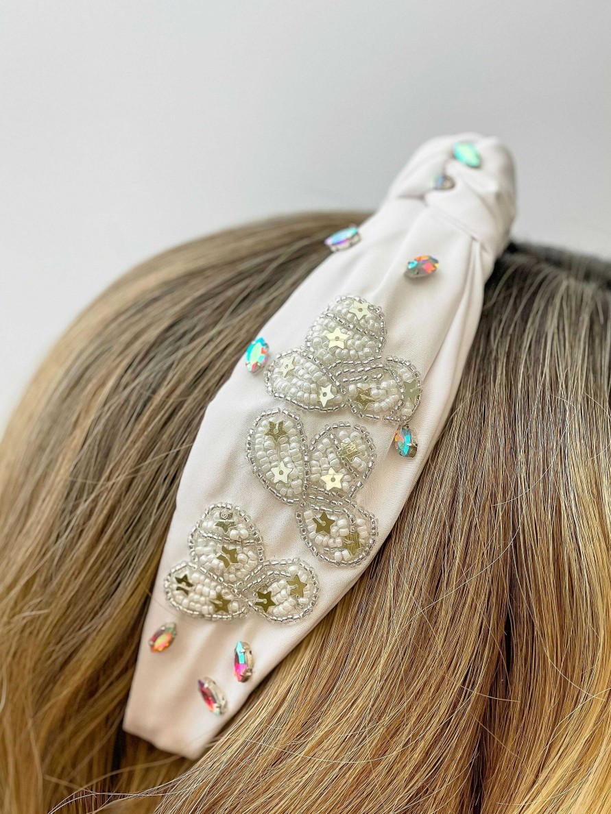 Accessories Prep Obsessed TL Headbands | Cowgirl Embellished Headband - White