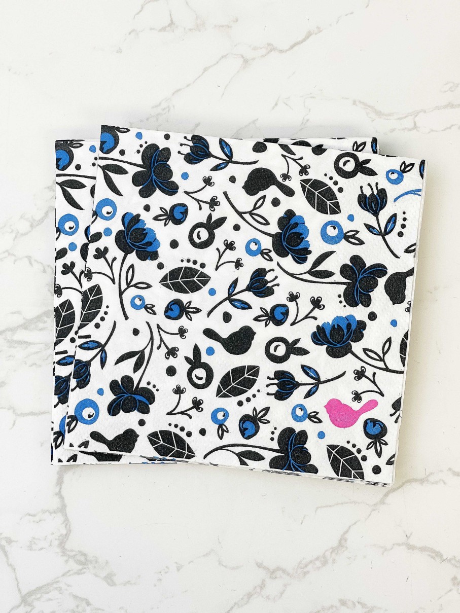 Home Decor Nora Fleming | Blue Jay Cocktail Napkins By Nora Fleming