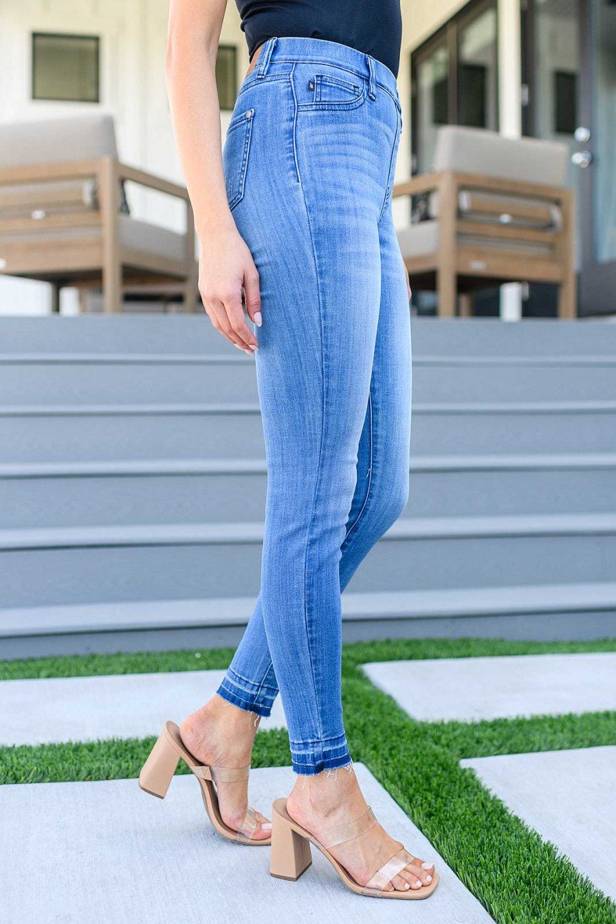 Clothing Ave Shops Denim | Amanda High Rise Pull On Release Hem Skinny Jeans By Judy Blue