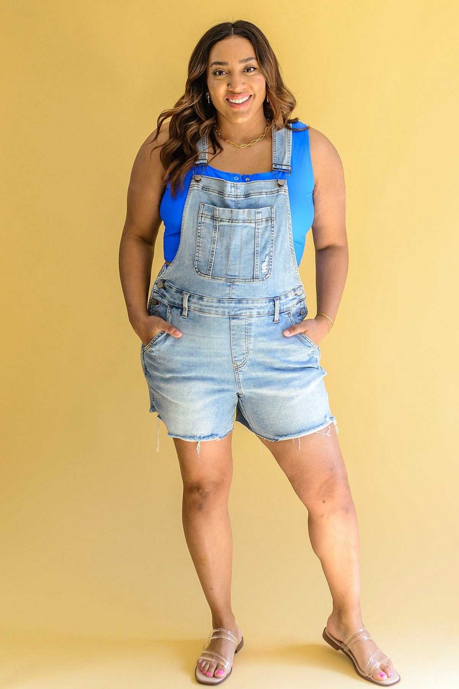 Clothing Ave Shops Denim | Devon Distressed Shortalls By Judy Blue