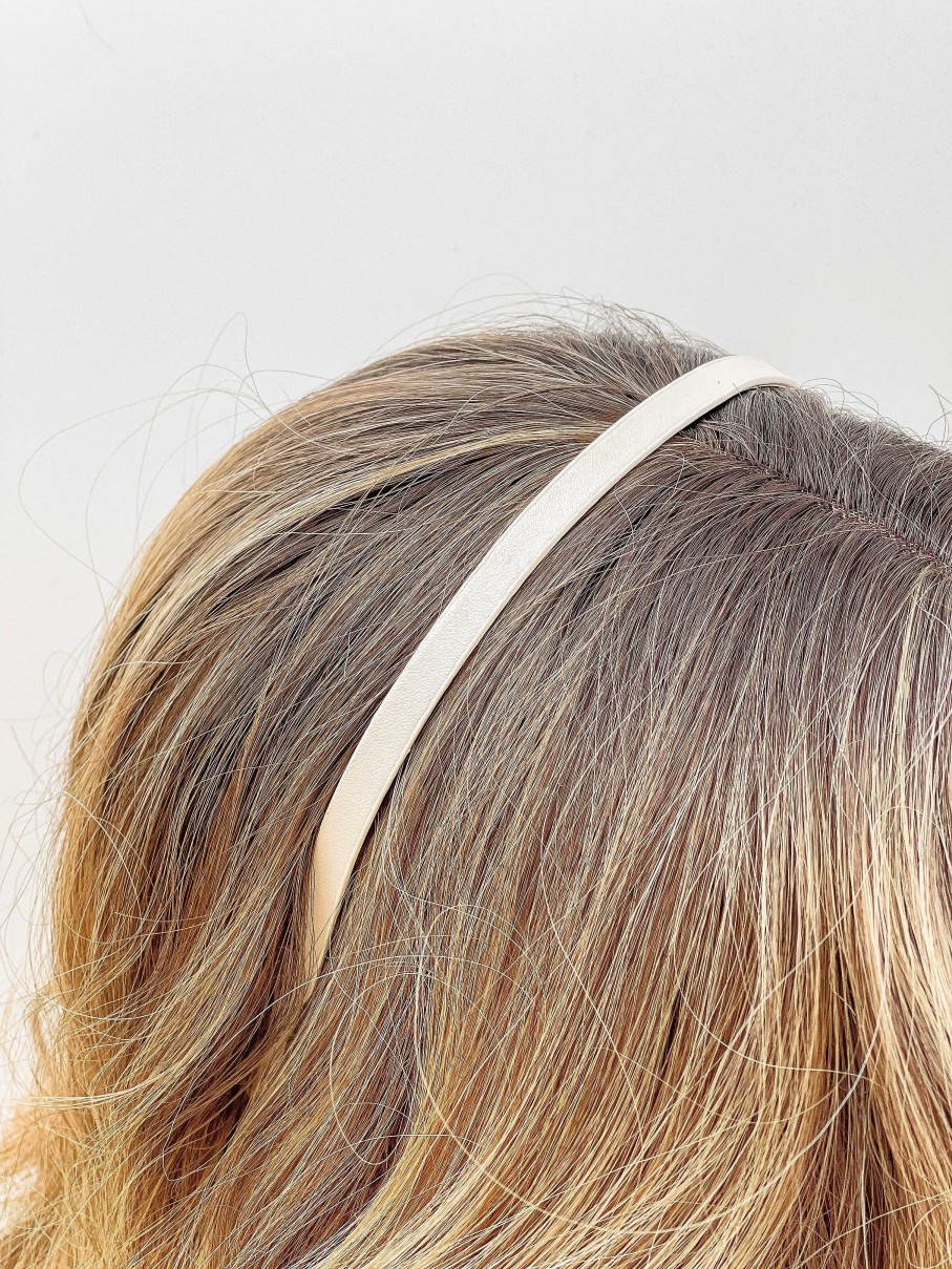 Accessories Prep Obsessed PR Hair Ties & Clips | Skinny Leather Headband - White