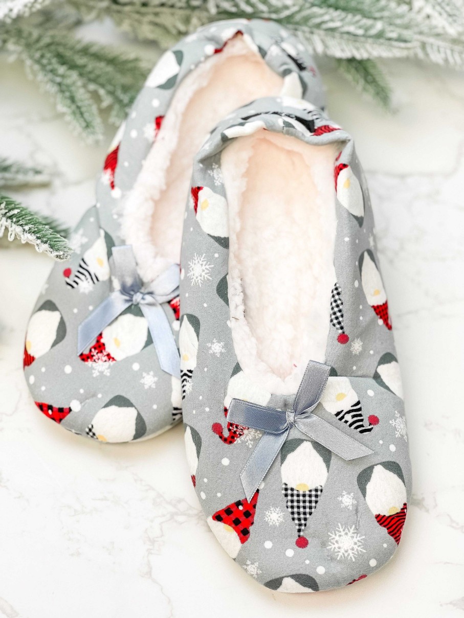 Shoes Opportunities | Velvety Fleece Slippers - Gnomes