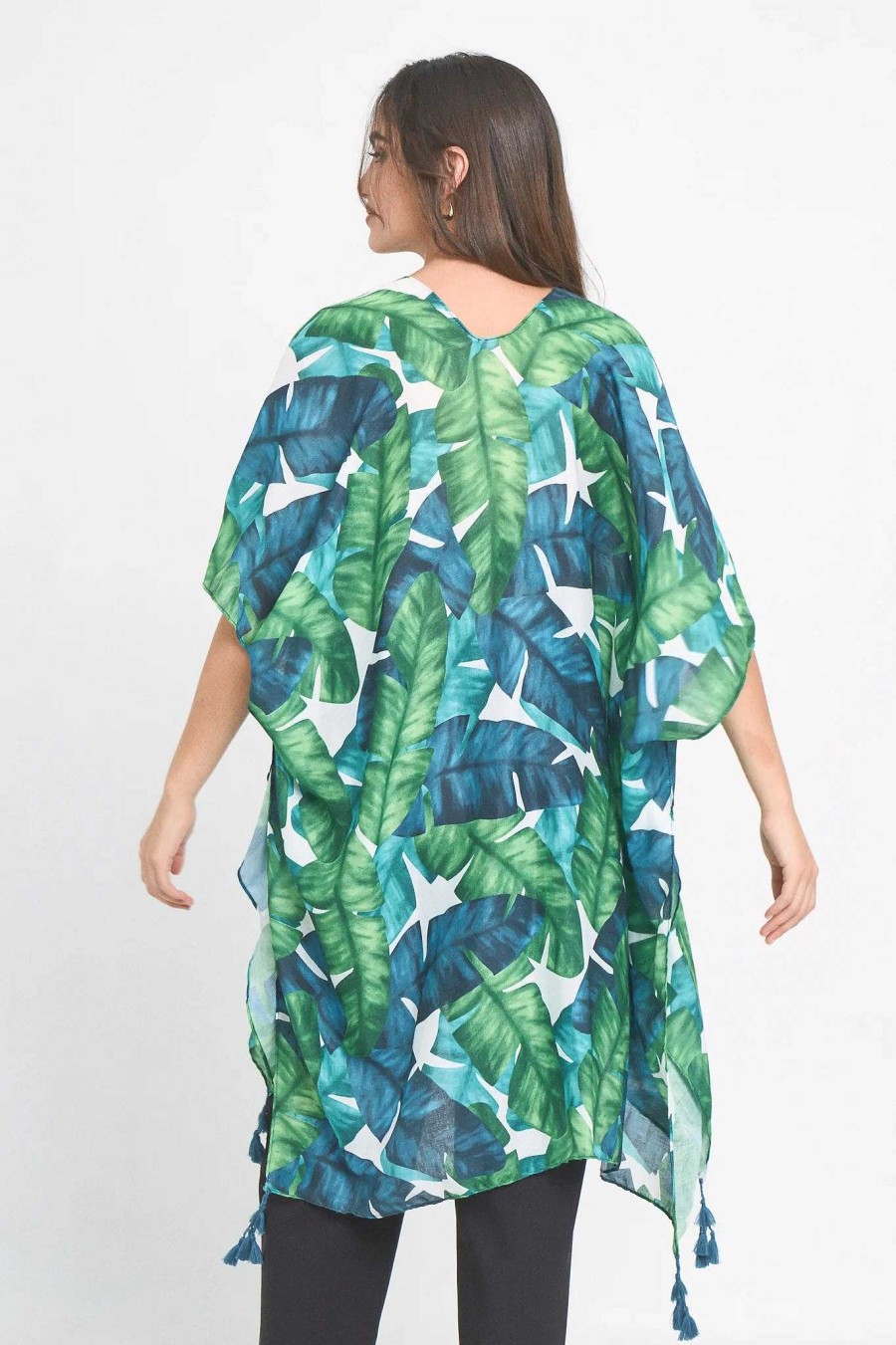 Clothing Prep Obsessed KW Kimonos | Palm Leaf Print Kimono - Green