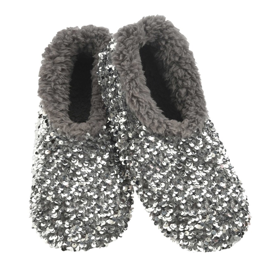 Shoes Snoozies! | Snoozies! Slippers - Glamorous Silver Sequins