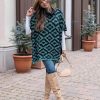 Clothing Grace and Lace Sweaters | Teal Aztec Cozy Cowl Neck Pullover By Grace & Lace (Ships In 2 Weeks)