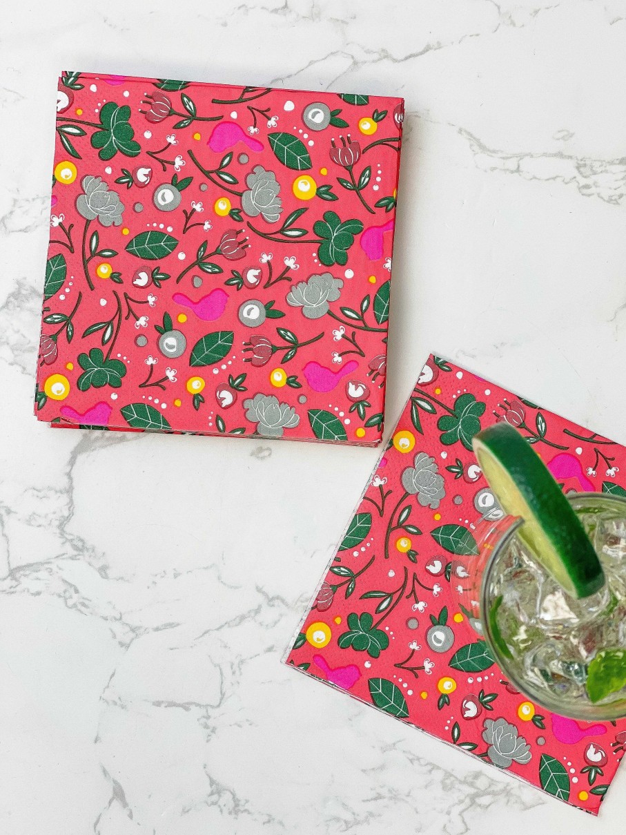 Home Decor Nora Fleming | Cardinal Cocktail Napkins By Nora Fleming