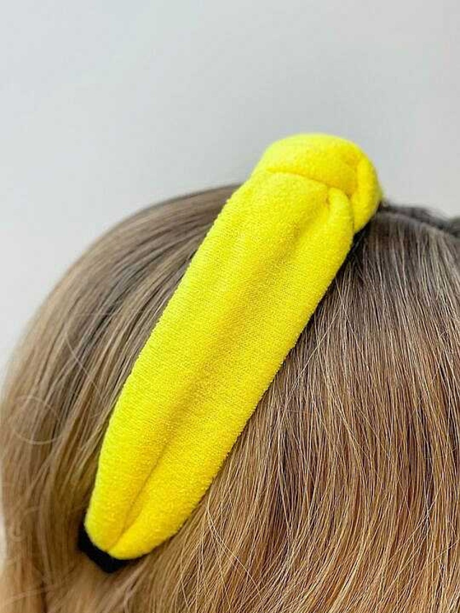 Accessories Prep Obsessed U&I Headbands | Neon Terry Knotted Headband - Yellow