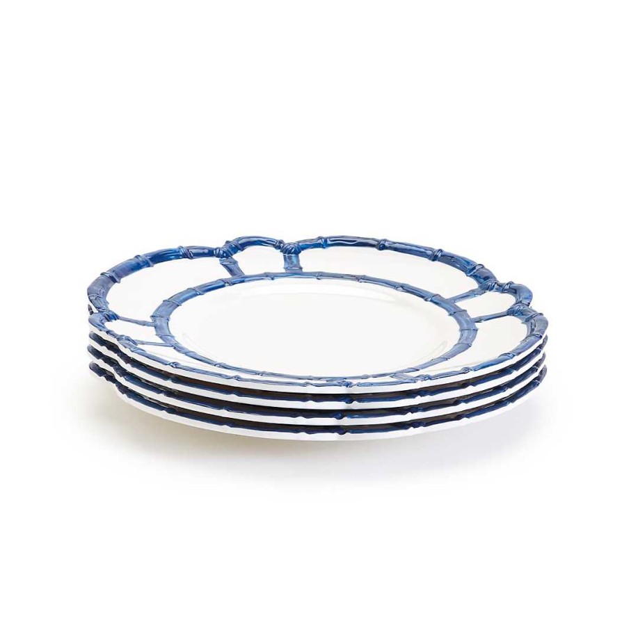 Home Decor Two's Company | Blue Bamboo Touch Dinner Plate Set