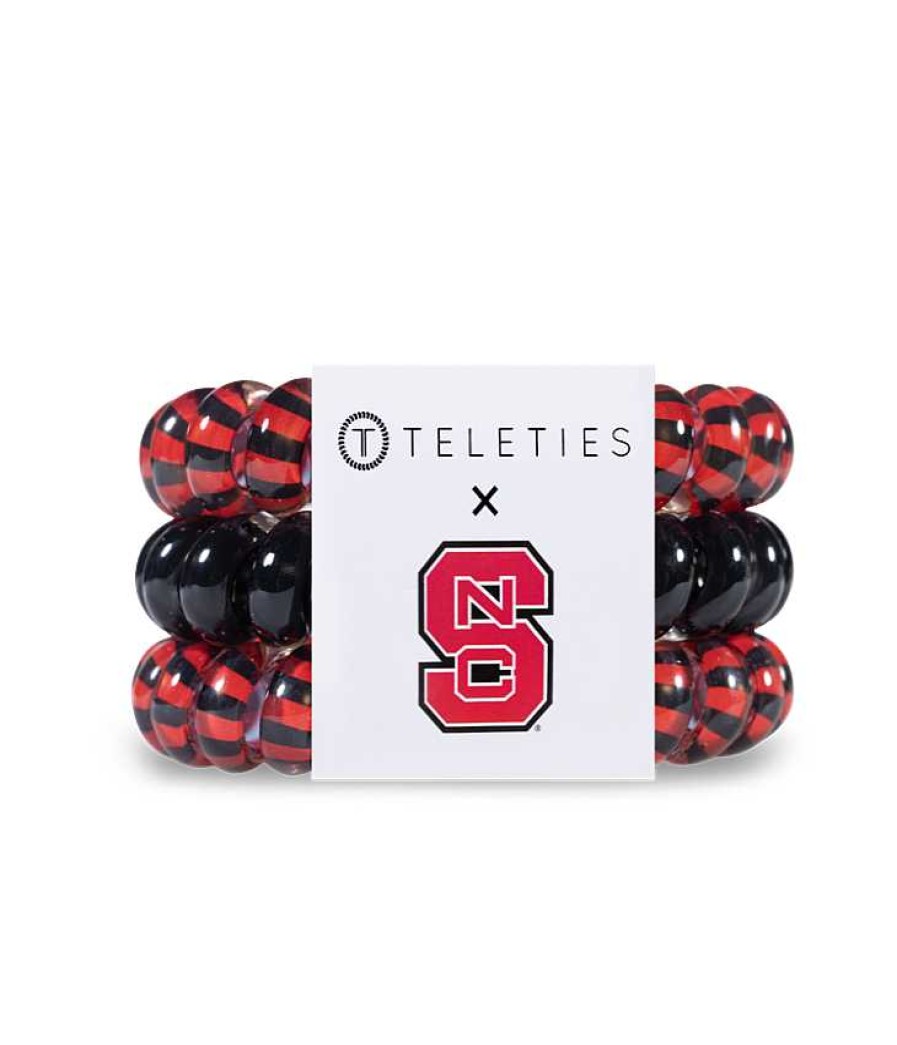 Accessories Teleties Hair Ties & Clips | Teleties Hair Tie - Large Band Pack Of 3 - North Carolina State University