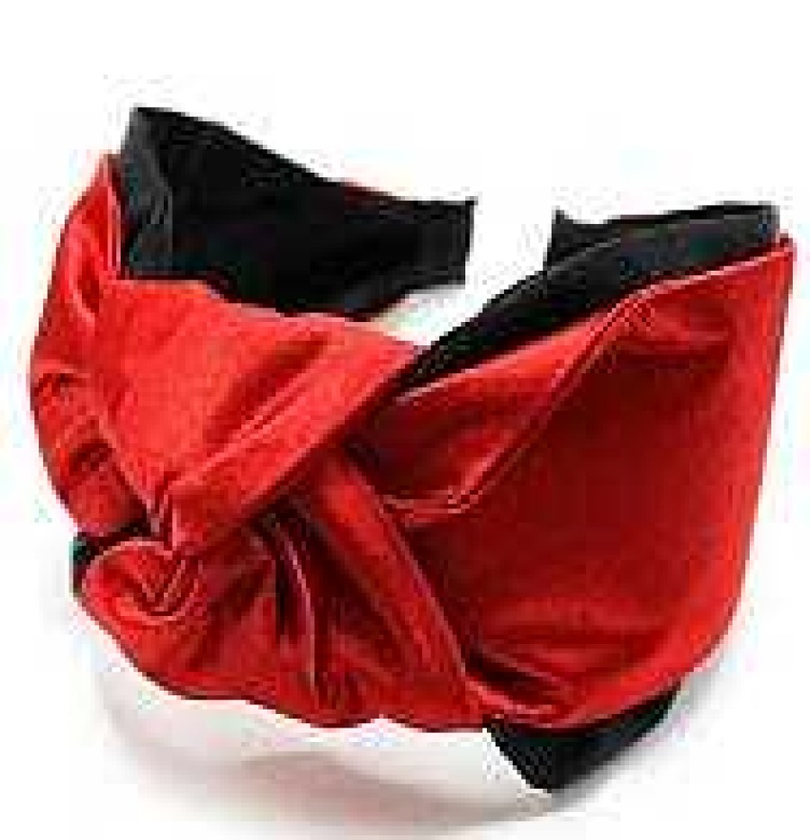 Accessories Prep Obsessed W&T Headbands | Jumbo Puffy Knotted Headbands - Red & Black