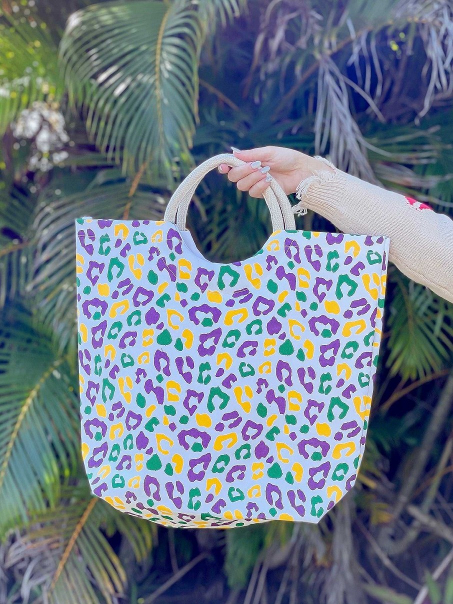 Accessories The Royal Standard Tote Bags | Mardi Gras Leopard Shore Tote