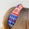 Accessories Prep Obsessed LM Hair Ties & Clips | Fair Isle Printed Top Knot Headband - Red & Blue