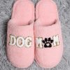 Shoes Prep Obsessed JTC | Dog Mom' Embroidered Fuzzy Slippers