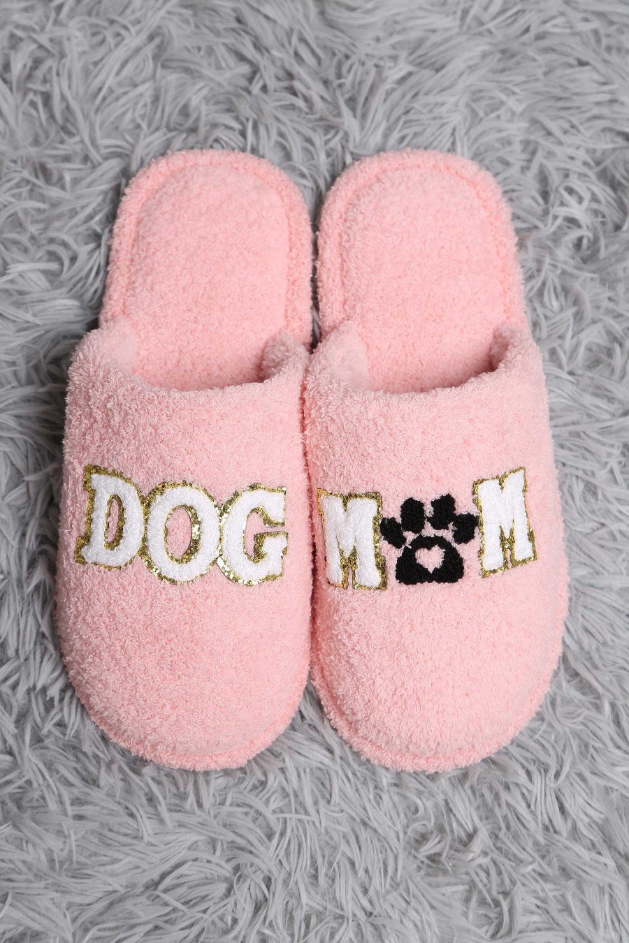 Shoes Prep Obsessed JTC | Dog Mom' Embroidered Fuzzy Slippers