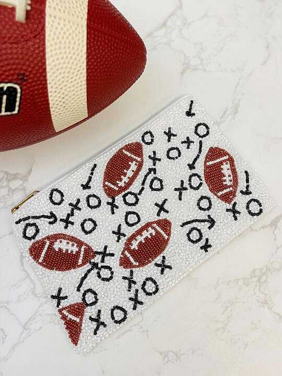 Accessories Prep Obsessed TL Wristlets & Clutches | Football Plays Beaded Wristlet