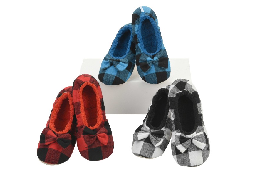 Shoes Snoozies! | Snoozies! Ballerina Slippers - Red Buffalo Plaid