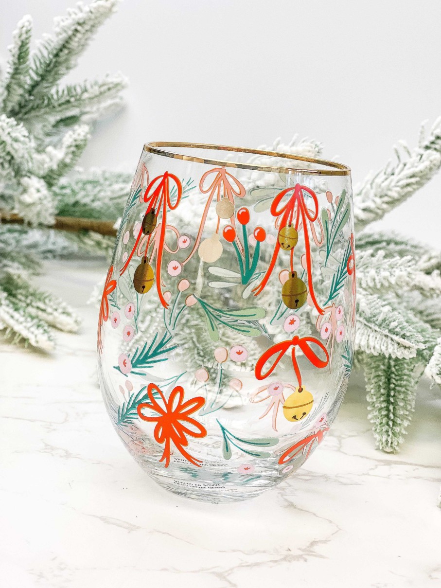 Home Decor Mary Square | Jingle Bells Stemless Wine Glass