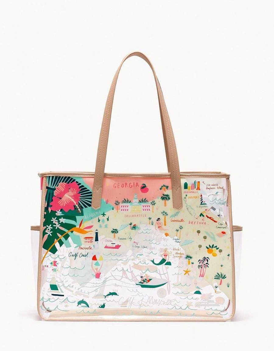 Accessories Spartina Tote Bags | Florida Clear Beach Tote By Spartina