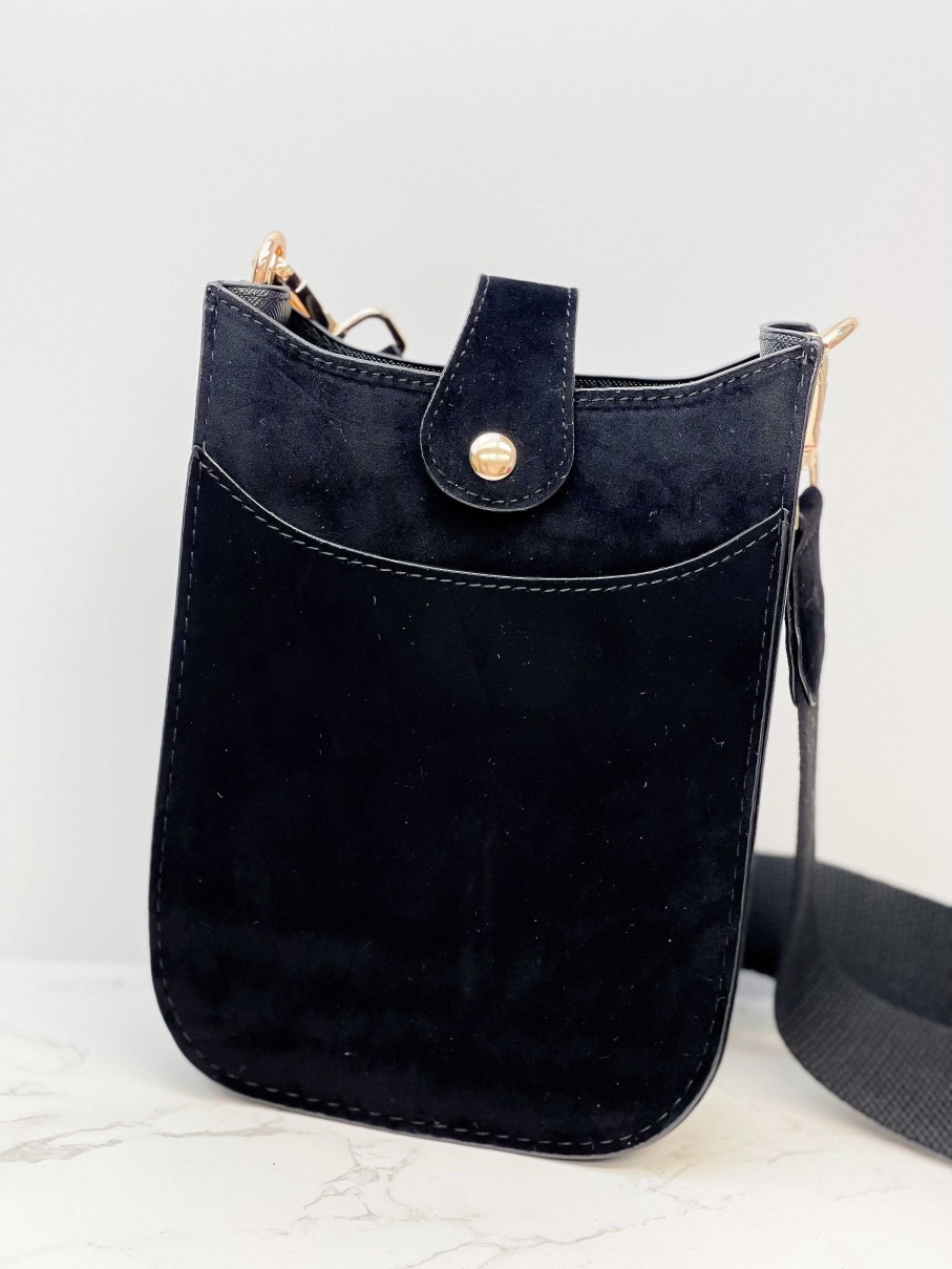 Accessories Prep Obsessed UNNI Crossbody Bags | Mini Crushed Velvet Crossbody Bag - Black