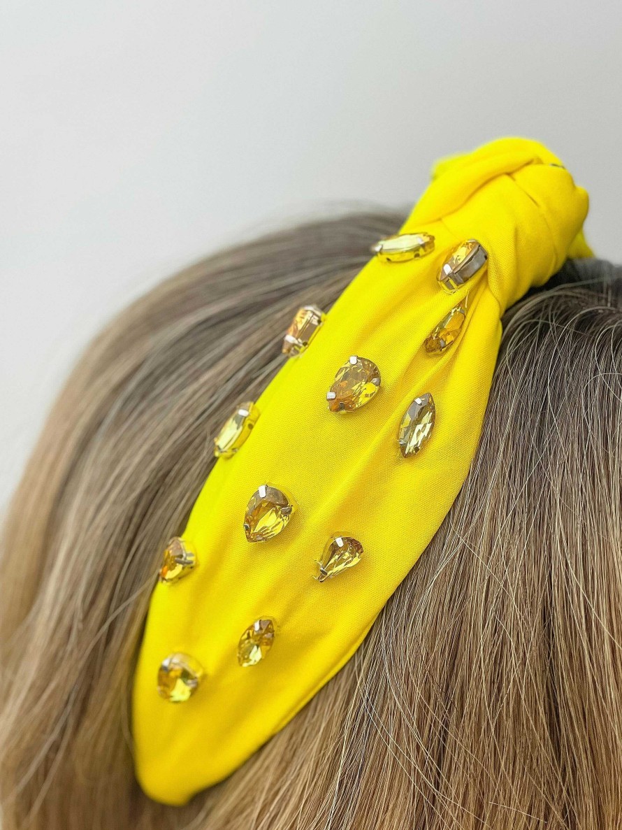 Accessories Prep Obsessed TL Headbands | Top Knot Jewel Headband - Yellow